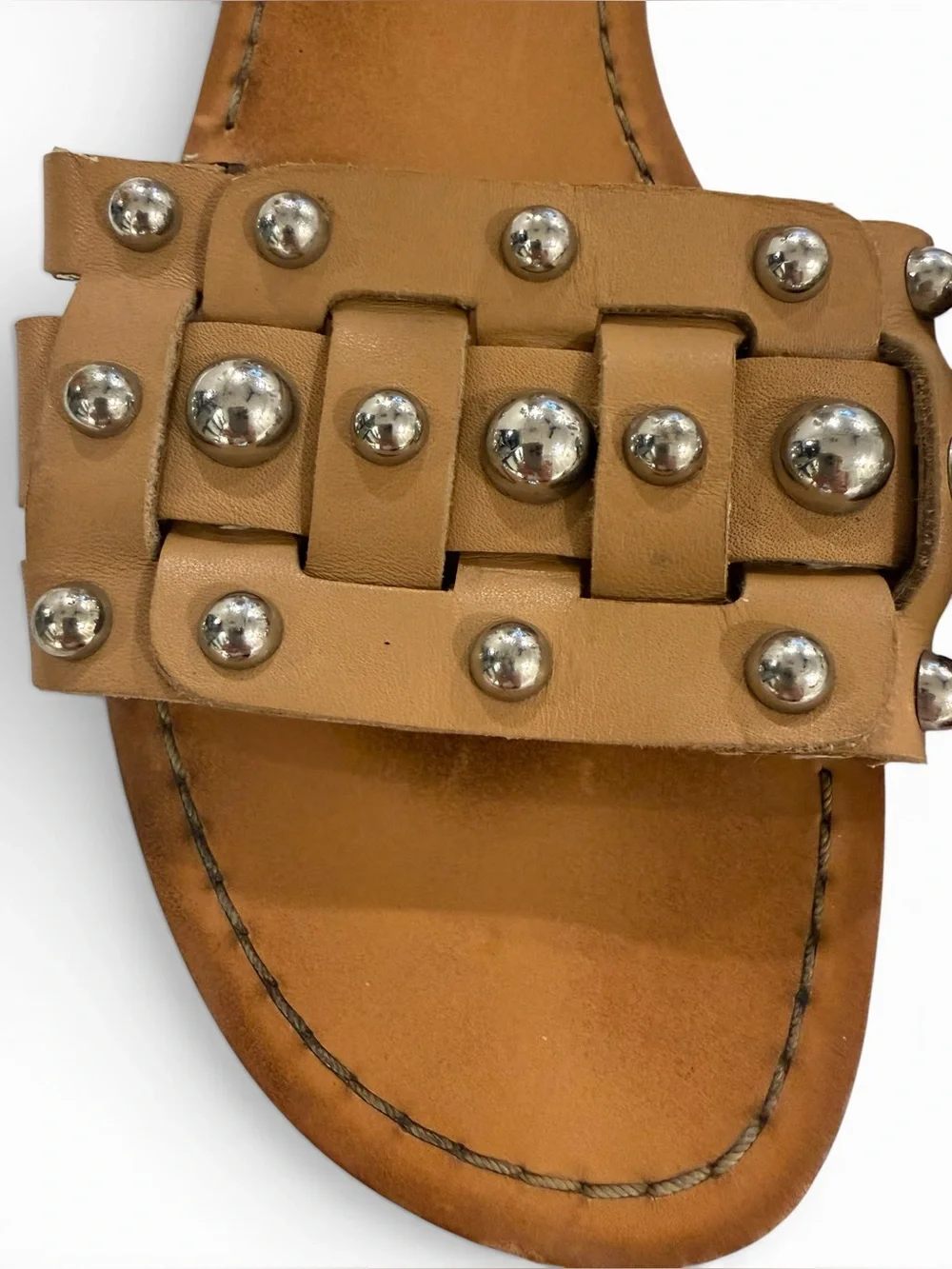 5 for $25!! Marc Fisher Studded Tan Leather Sandals